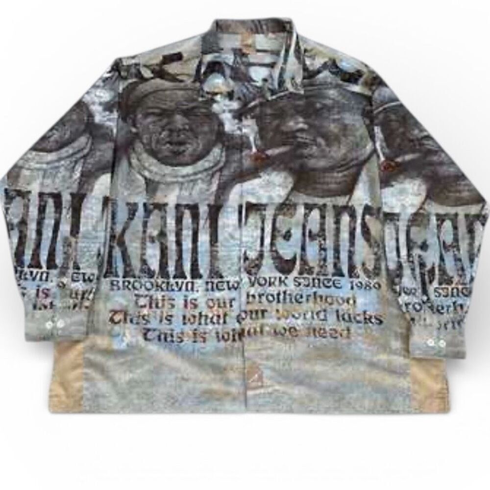 Vintage Karl Kani Brotherhood Long-Sleeve Button Down Shirt Brown Size 5X